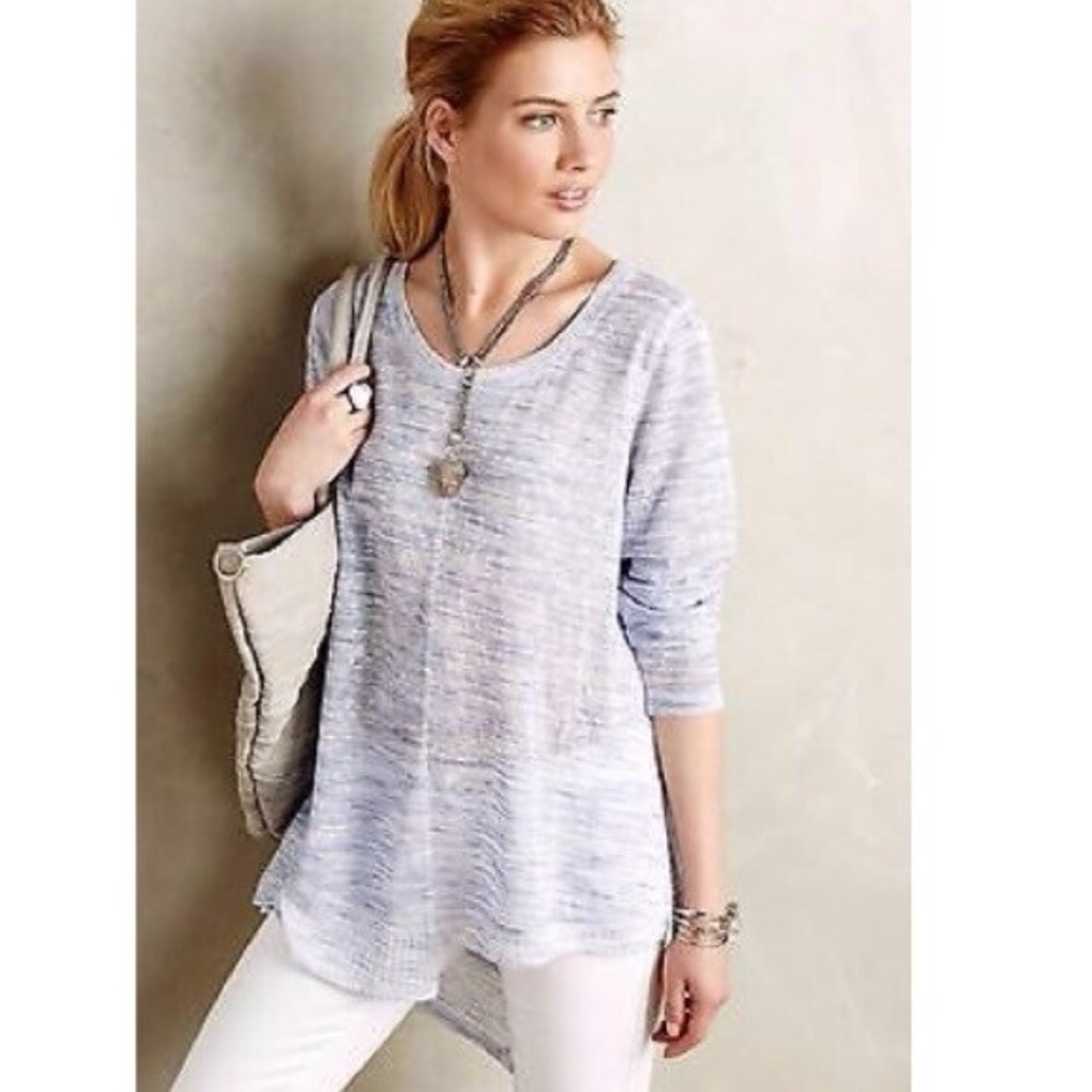 Anthropologie Akemi + Kin Ezri Sweater Top - Blue Space Dye Asymmetrical